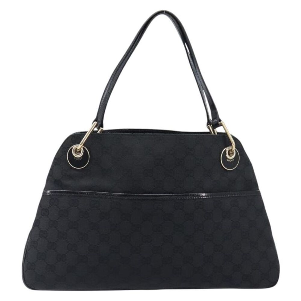 Gucci Twins Tote Gg Canvas With Leather Black Canvas Tote Bag Bag
